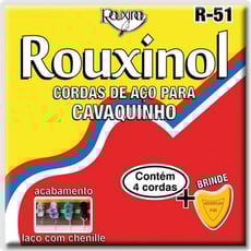 Rouxinol R-51 (CAVAQUINHO BRASILEIRO)  - Jogo de cordas para cavaquinho brasileiro em aço inoxidável. Acabamento com laço. Oferta de palheta., 