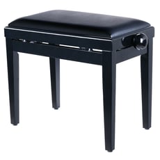 Soundsation Banco Preto Brilhante SBH-100P-BK  - Banco de piano de acabamento brilhante com seta preta do céu e altura ajustável., Atrativo clássico e elegante., Assento: céu negro Acabamento: preto brilhante, 