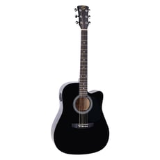Soundsation  YOSEMITE-DNCE-BK  - Top tília, Basswood traseiro e laterais, Fretboard maple, Ponte de bordo, Cabeças de máquina cromadas fundidas, Pickguard preto, 
