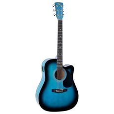 Soundsation  YOSEMITE-DNCE-BLS  - Top tília, Basswood traseiro e laterais, Fretboard maple, Ponte de bordo, Cabeças de máquina cromadas fundidas, Pickguard preto, 