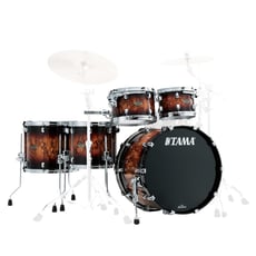 Tama  Starclassic Walnut/Birch WBS52RZS MBR  - Shells (Walnut/Birch), Sistema de montagem Star-Cast, Quick-Lock Tom Brackets, Bass Drum Spur Bracket (Starclassic), Swivel-Wing Tom Holder, Claw Hooks, 