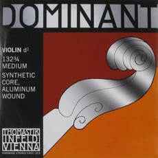 Thomastik Dominant D Violin 3/4 medium  - String d simples, Para 3/4 de violino, Alumínio no núcleo sintético, Tensão: Média, Com final de bola, 132 3/4 médio, 
