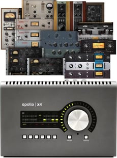 Universal Audio Apollo X4 Heritage Edition  - Interface de áudio Thunderbolt 3 12x18, Com processador UAD-2 Quad-core para gravações virtualmente livres de latência via emulações de plug-in de compressores clássicos, EQs, gravadores de fita, p...