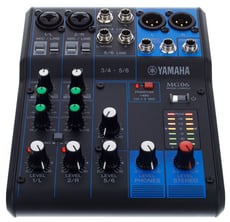 Yamaha MG-06  B-Stock - Phantom power: + 48 V, Input: Mono [Mic/Line] – 2; Stereo [Line] – 2, Output: Stereo Out – 2; Phones - 1, PAD: 26 dB (Mono);, HPF: 80 Hz, 12 dB/oitava (Mono);, COMP: Compressor de 1 botão, Threshol...