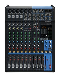 Yamaha MG-12XU  - 1 Processadores incorporados: Algoritmo SPX: 24 programas, controlo de PARAMETER – 1; FOOT SW – 1 (on/off de FX RTN CH), 2 Phantom power: + 48 V, 3 Inputs digitais: entrada compatível USB Audio Cla...