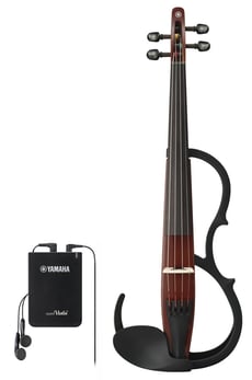 Yamaha YSV-104BR Silent Violin  - Yamaha YSV-104BR, Caixilhos adequados para a maioria dos apoios para os ombros, Sistema Powered de resposta de estúdio para resposta natural e comportamento de som natural, Pré-amplificador da Caix...