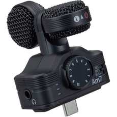 Zoom Am7  - Microfone stereo para dispositivos Android, Ligação USB-C, Operação 90º / 120º / M-S comutável, Máx. nível de pressão sonora: 120 dB, Resolução: 44,1 kHz / 16 bits, 48 kHz / 16 bits, Dois modos: áu...
