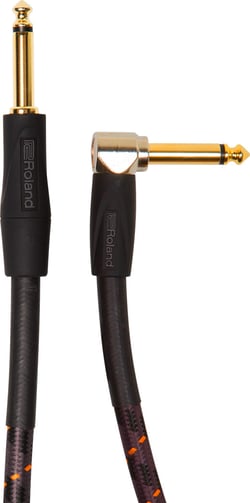 Roland RIC-G10A GOLD Series Cabo Jack Premium 3m - Roland RIC-G10A GOLD Cabo Instrumento com 3 metros comprimento, Cabo Profissional de Instrumento, Fichas: 1x Jack Angulado mono / 1x Jack Recto mono, Comprimento: 3 metros, Fichas Profissionais de ...