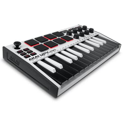 Akai Professional MPK Mini MK3 White  - Teclado Controlador MIDI Akai Professional MPK Mini MK3 White, Edição especial em branco, 25 miniteclas sensíveis à velocidade, Joystick de 4 direções para controle de pitch e modulação, 8 pads MPC...