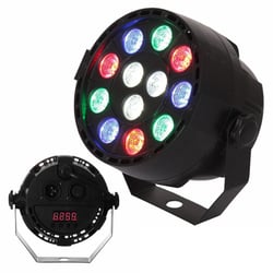 Ibiza  PAR-MINI-RGBW  - Projector c/ LEDs RGBW e efeitos de controlo, Número de LEDs: 12 LEDs c/ 1W potência, 3 LEDs Vermelhos, 3x Azuis e 3x Verdes, 3xbrancos, Som, MASTER-SLAVE, 7 canais DMX, Tensão funcionamento: 110-2...