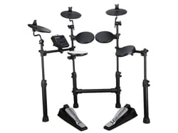 Carlsbro CSD100  - Conjunto de bateria eletrónica Carlsbro CSD 100, 1 × Módulo de som Commander 100, Tarola de 1 × 7 ”, Almofadas de Tom 3 × 7 ”, Prato de chimbal de 1 × 8 ”, Prato de colisão de 1 × 8 ”, ...