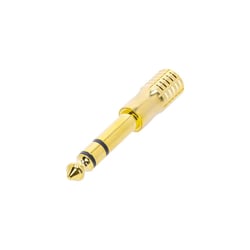 Adam hall  4 STAR A MF3 JM3 Gold - Adaptador de jack estéreo da nossa série 4 estrelas, Jack de 3,5 mm para jack de 6,3 mm, Contatos de níquel, banhados a ouro, Carcaça banhada a ouro, Para adaptação de mini jack a jack grande, 