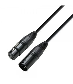 Adam hall K3DMF0600 6m  - Cabo de dados DMX altamente flexível com plugues XLR de três pinos., Comprimento 6 m, Cor preta, Diâmetro do cabo 5,8 mm, Seção transversal do condutor central 0,22 mm², Impedância de surto 80 ohm ...