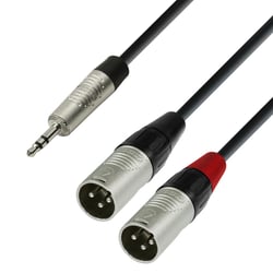 Adam hall K4YWMM0300  - Cable de Audio REAN de Minijack 3,5 mm stéreo a 2 XLR macho 3 m, Fichas Rean, 1x Jack TRS 3,5mm (1/8) - 2x XLR Macho, Comprimento: 3m, 