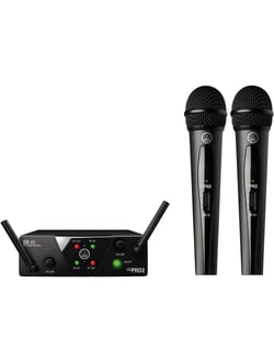 AKG WMS 40 Mini Dual Vocal US25B/D - Frequências: 537.900MHz - 540.400MHz, Chave On/Off, Conector: P10, Modulação: FM, Sensibilidade: 100 dBm, Voltagem: 12V, 