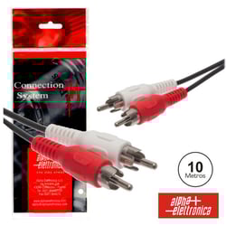 Alpha Elettronica 2-RCA MACHO / 2-RCA MACHO PVC 10M - Cabo de Áudio RCA de Alta Fidelidade, 2RCA Macho / 2RCA Maho, Cabo estruturado em PVC, Comprimento: 10 Metros, Fornecido em Bulk, 