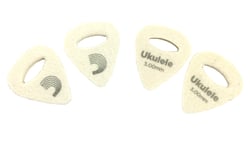 D´Addario 1FLT9-04 Ukulele Felt Picks  - Conjunto de feltro para ukuleles, Feltro é usado para um tom mais quente, Orifício elíptico para aderência e flexibilidade, Espessura: 3 mm, Um conjunto inclui 4 peças, 