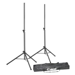 Adam Hall SPS 023 SET  - Stand de alto-falante 2 suportes de alto-falante com saco, Speaker Stand Set com Transportbag - conjunto composto de 2 x alto-falantes de alumínio preto, Saco de transporte., 
