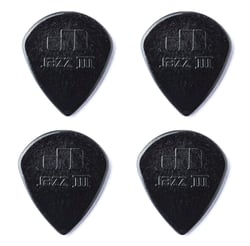 Dunlop 47R3S Nylon Jazz III Black 1.38mm (pack 4)  - 47R3S Nylon Jazz III Black 1.38mm 4 pack, 4 Unidades, 