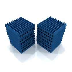 EQ Acoustics   Classic Wedge 30cm Tile blue  - Conjunto de 16 peças, Os ladrilhos de espuma acústica melhoram a acústica da sala, absorvendo as ondas sonoras de média e alta frequência, Ideal para estúdio de gravação, cabine vocal, home cinema,...