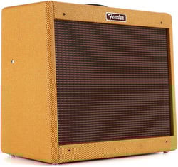 Fender Blues Junior Lacquered Tweed  - Série Hot rod, Canais: 1, Potência: 15w, Impedância: 8 Ohm, Altifalante: 1x 12 Jensen C-12N ceramic magnet, Válvulas: 3x 12AX7 e 2x EL84, 