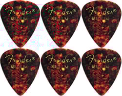 Fender  Classic Celluloid Pick Shell M 6 pack - Conjunto compre na egitana.pt de seleção de celulóide clássico, Espessura: Shell médio, Forma clássica 351, Conjunto com 6 palhetas, 