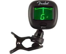 Fender FT-1 Pro Clip Tuner  - Compacto, conveniente e discreto, Fácil de utilizar inclusive em palcos escuros, Continua a funcionar em lugares com ruído graças ao seu sensor de vibração, Com um design de dobradiça dupla que per...