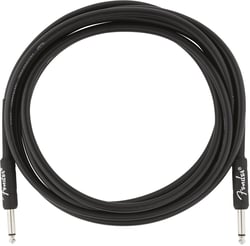 Fender Professional Cable Black Jack 3m  - Comprimento: 3 m, Tampa de PVC de 8 mm para evitar ruídos adicionais, Blindagem: 95% de cobre, Cor: preto, 
