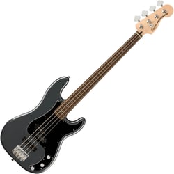 Fender Squier Affinity Series Precision Bass PJ LRL Charcoal Frost Metallic - Baixo elétrico de 4 cordas da série Squier Affinity., Acabamento metálico de alto brilho em carvão vegetal, Construção aparafusada com escala longa de 34 (864 mm), Corpo de choupo, Pescoço aparafus...