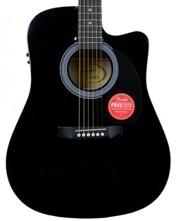 Fender Squier SA-105CE Black  - Forma do corpo: Dreadnought com Cutaway, Tampo em Laminated Spruce, Fundo e laterais em Laminated Nato, Braço em Nato, Escala em Stained Hardwood, Raio do braço: 300mm (11.81), 