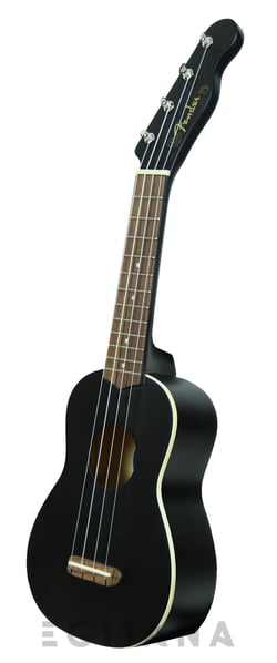 Fender Venice Soprano Ukulele Black  - Ukulele Soprano, Alto: Basswood, laminado, Corpo: Madeira dura, laminada, Pescoço: Otan, Fretboard: Madeira dura, laminada, 12 trastes, 
