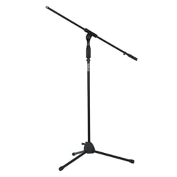 Frameworks RI-MICTP-FBM Rok-It Tripod Mic Stand, Fixed Boom - Cor preto durável, Construção de tubo de metal resistente, Base de tripé resistente, Design dobrável para fácil transporte e armazenamento, Microfone de comprimento fixo, Ajuste da altura da embrai...