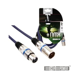 HQ Power PAC102  - Cabo DMX XLR 3P Macho / XLR 3P Fêmea 2.5M HQ POWER PAC102, Cabo profissional p/ controlo DMX, XLR 3P Macho / 3P Fêmea, Impedância: 100~110 Ohms, Conectores dourados, Condutores livres de oxigénio (...