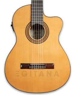 Ibanez GA6CE-AM  - Forma do corpo: Classica com Cutaway, Tampo em Spruce, Fundo e ilharga em Sapele, Braço em Okoume, Escala em Purpleheart, Comprimento do Corpo: 488.95mm (19.25), 