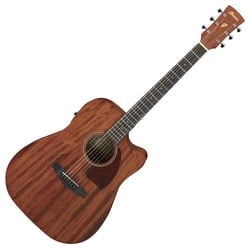 Ibanez PF12MHCE-OPN  - Forma do corpo: Dreadnought com Cutaway, Tampo em Okoume, Fundo e laterais em Okoume, Braço em Nyatoh, Escala em Laurel, Raio do braço: 240mm (9,448), 