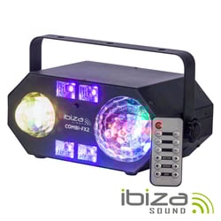 Ibiza  COMBI-FX2  - Projetor 4 em 1 Efeito Água, Projetor c/ 4 efeitos de Luz, Efeitos ASTRO,RGBW,STROBE e BLACKLIGHT, Consumo de energia:40w, Tensão Funcionamento:110-240V, Dimensões: 240x150x115 mm., 