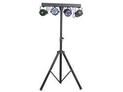 Ibiza DJLIGHT65  - Suporte com 2 projectores para 12 Leds RGBW + 2 Laser DMX Ibiza, 2 Projetores PAR c/ 12 LEDS RGBW 1W (cada), 2 Lasers Verde e Vermelho c/ 130mW (cada), Master-Slave, DMX c/ 8 canais e controlo IR, ...