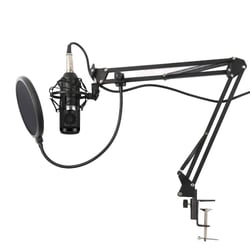Karma  Microfone Estúdio c/ Suporte KM-CMC20  - Microfone, Comprimento do cabo: 2,5mt, Resposta de frequência: 20Hz – 20KHz, Sensibilidade: -45dB ± 3dB (OdB = 1V Pa, a 1kHz), Cor: preto, Peso: 1,15Kg, 