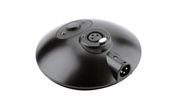 K&M 29377  - Base compacta e estilizada em zinco, Conectores de 3-Pinos XLR, Phantom Power de 48V requer fonte externa, 2 LED's indicando o estado de operação ( push-to-talk ), Dimensões: diametro: 130 mm, Altu...