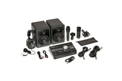 Mackie Studio Bundle  - O conjunto contém monitores multimídia Mackie CR3-X, Mackie Big Knob Studio, Mackie EM-91C, Mackie EM-89D e MC-100; Mackie CR3-X: Monitores multimídia de referência criativa de 3 , 
