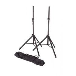 Proel  FRE180KITV2  - Dimensões base: Ø 980 mm, Peso: 5,9 kg, Capacidade de carga: 40 kg, Altura mínima: 1200 mm, Altura máxima: 1800 mm, Tubos terminais: Ø 35 mm, 