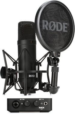 Rode Complete Studio Kit  - Inclui interface de áudio AI-1, microfone NT1, montagem contra choque SM6, cabo de microfone XLR e software Ableton Live Lite, Recursos Interface de áudio AI-1:, Interface de áudio USB 2.0, 24 bits...