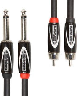 Roland RCC-15-2R28 Cabo Jack Duplo mono/RCA Duplo 4.5m - Roland RCC-15-2R28 Cabo de Interligação com 4,5 metros comprimento, Cabo Profissional de Instrumento, Fichas: 2x Jack mono / 2x RCA macho, Comprimento: 4,5 metros, Fichas resistentes, Isolamento de...