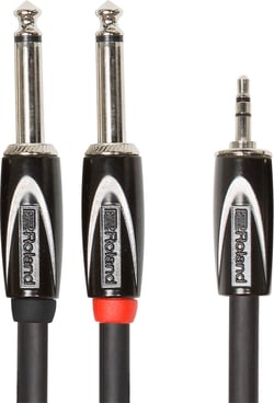 Roland RCC-15-3528 Cabo Jack Duplo mono/Mini-Jack stereo 4.5m - Roland RCC-15-3528 Cabo de Interligação com 4,5 metros de comprimento, Cabo Profissional de Instrumento, Fichas: 2x Jack mono / 1x Mini-Jack stereo, Comprimento: 4.5 metros, Fichas resistentes, Iso...