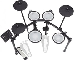 Roland TD-07DMK <b>Essential</b> E-Drum Double Mesh Head Kit - Roland TD-07DMK E-Drum Set Conjunto Bateria Double Mesh Head, 143 Sons + 25 Kits Preset + 25 User + Função COACH + Tarola PDX-8, Prato Choque CY-5 + Bluetooth + Porta USB + MIX IN + Timbalões PDX-6...