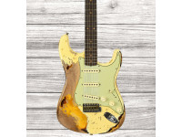  Guitarra elétrica <b>Fender Custom Shop Limited Edition '59 Strat</b> - Super Heavy Relic - Aged Vintage White Over Chocolate 3-Color Sunburst 