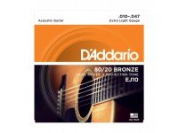 Jogo de cordas .010 D'ADDARIO Jogo Cordas Bronze Guitarra Acústica  EJ10 .010-.047 Juego de Cuerdas de Metal para Guitarra Acústica D'ADDARIO EJ10