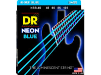 Conjunto de cordas para baixo elétrico DR Strings NBB-45 Neon Blue 4 Cordas 45-105 Baixo Elétrico  