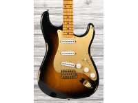  Guitarra elétrica Fender Custom Shop Limited Edition 55 Bone Tone Relic 2A Flame Maple Fingerboard Wide-Fade 2-Color Sunburst Gold Hardware 