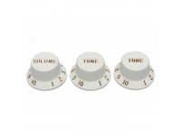 Botão de potenciómetro Fender Vol&Tone Knobs Set Parchment Aged White  